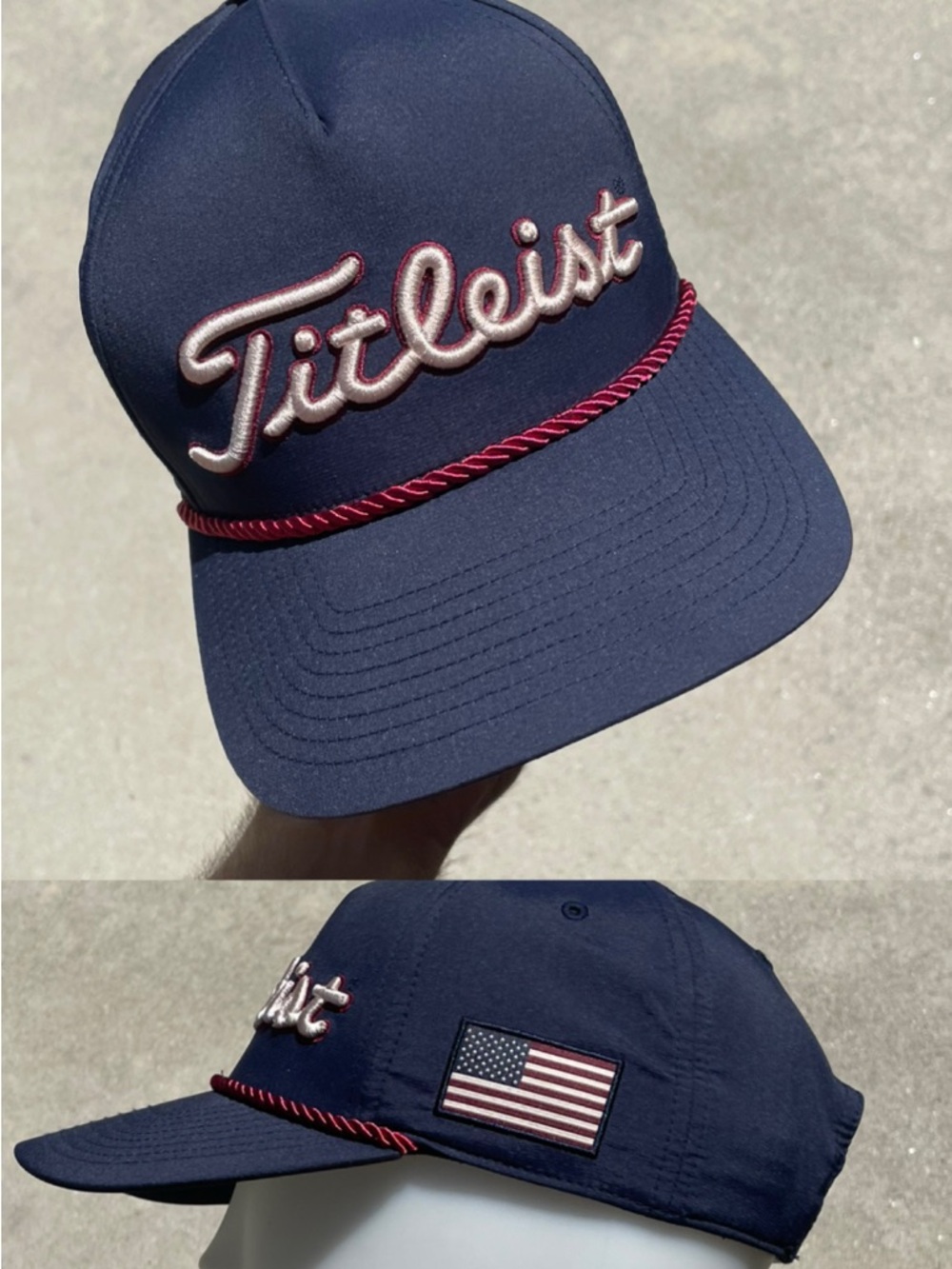 RARE Titleist Live Free & Golf American Flag Players Rope Snapback Hat NWT